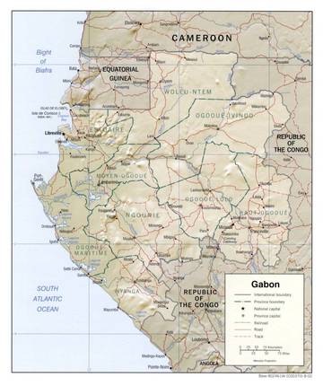 Carta fisica del Gabon Carta fisica del Gabon
