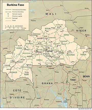 Carta politica del Burkina Faso