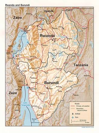 Carta fisica del Burundi Carta fisica del Burundi
