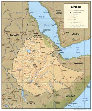 Carta fisica dell'Etiopia