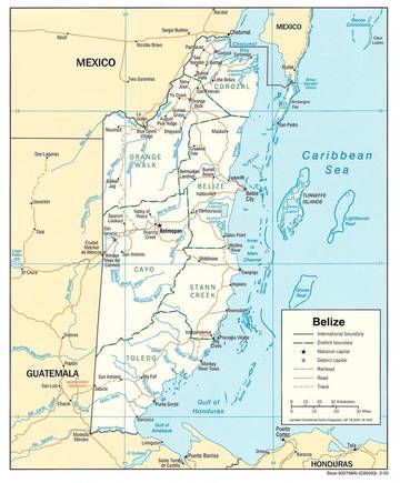 Carta politica del Belize